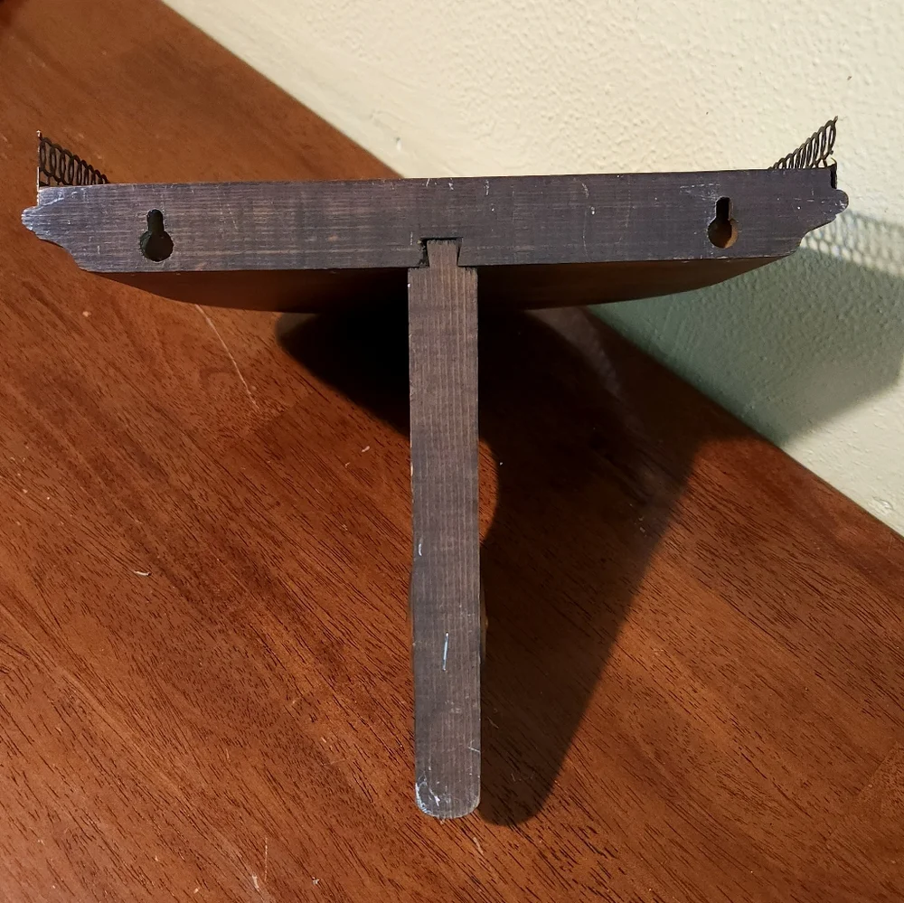 Vintage Wall Mounted Shelf With Brass Trim